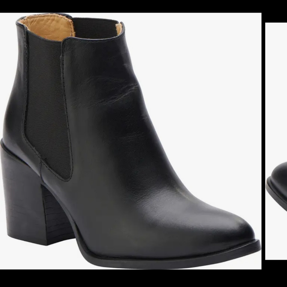 Nisolo Ana Go To Heeled Chelsea Commuter Boots, black leather, size 7.5